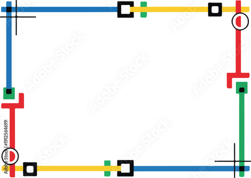 Photos Abstract geometric frame design with primary colors, Bauhaus style border templa