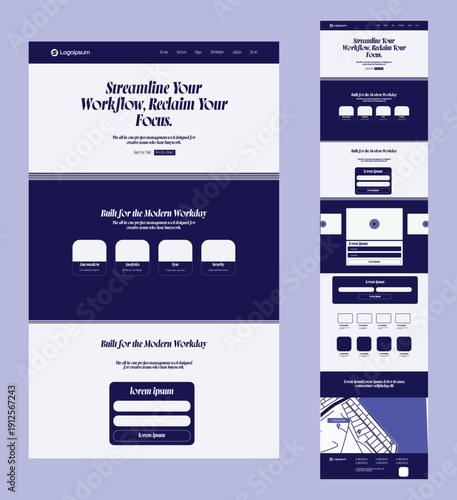 Digital Interface Layout: An innovative web design, showcasing a streamlined workflow and user-friendly interface for an intuitive online experience.