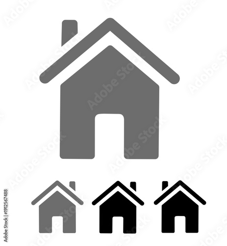 Home icon set. House icon set. Set of house and home line icons in various gray shades isolated on a clean white background for design
