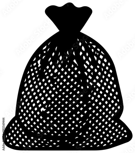 Vector icon of a mesh laundry bag used for delicate items on white background