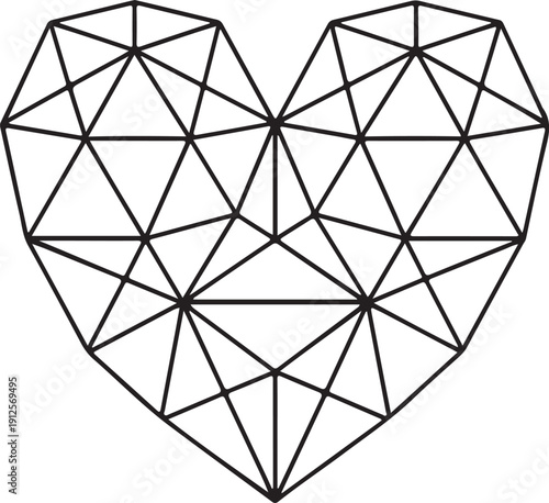Illustration of geometric low poly heart outline icon vector graphic design