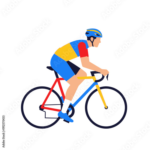 Cyclist riding a bicycle, dynamic motion, healthy lifestyle, sports and fitness concept