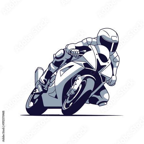Motorcycle Racer Leaning into a Sharp Turn, Dynamic Action Shot
