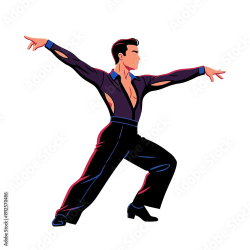 Male Ballroom Dancer Performing Latin Dance Moves in Stylish Outfit