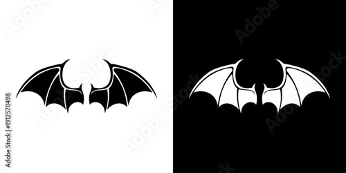 Black Bat Silhouette Icon Design Element.