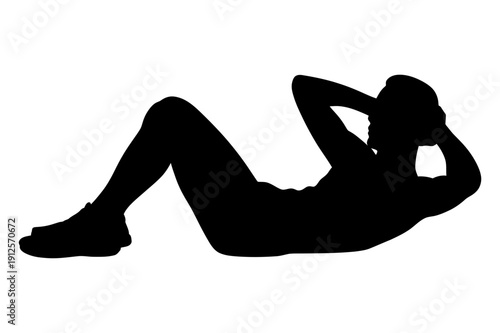 A fit person doing crunches in a minimalist black silhouette style