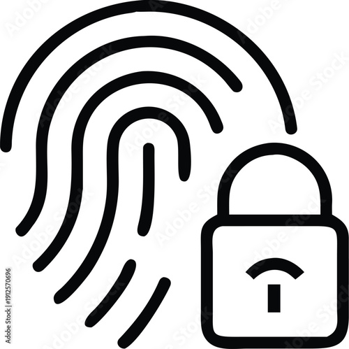 Fingerprint icon with a lock symbol representing biometric security.