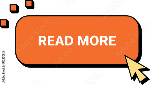Read More Button with Cursor Click Icon Orange Rounded Web Call to Action Vector