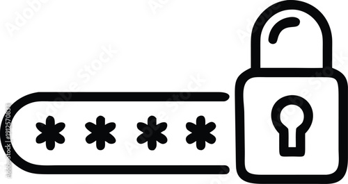 A graphic of a password field with a padlock symbolizing secure login.