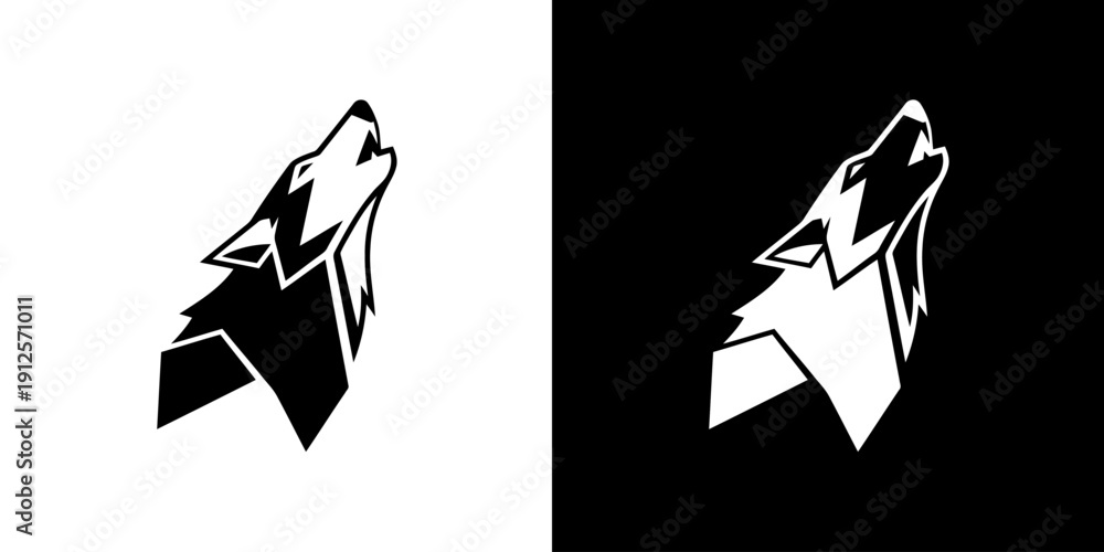 Obraz premium Stylized Wolf Head Logo Design Vector.