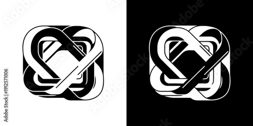 Black and White Interconnected Knot Symbol.