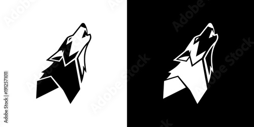 Stylized Wolf Head Logo Design Vector.