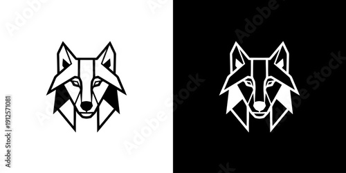 Geometric Wolf Head Logo Design Concept.