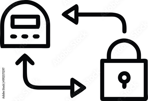 Illustration of a secure connection between a computer and a locked padlock