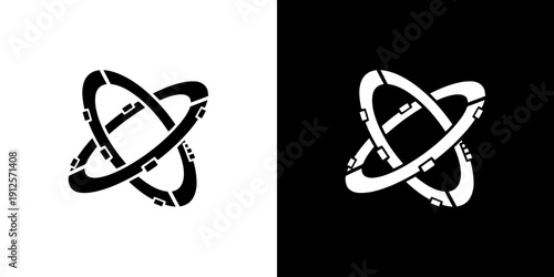 Atom Symbol Design on White and Black.