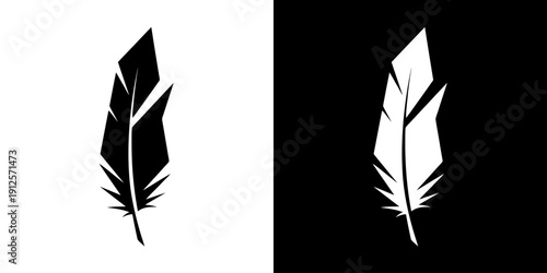 Black and White Feather Silhouette Illustration.
