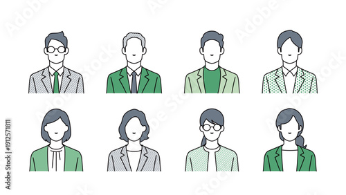 Set of faces of business people