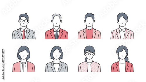 Set of faces of business people