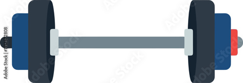 Flat vector illustration of a barbell for fitness, weightlifting, and gym workout designs