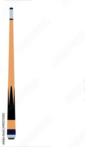 Realistic Vector Illustration of Wooden Billiard Cue Stick Isolated on White Background
