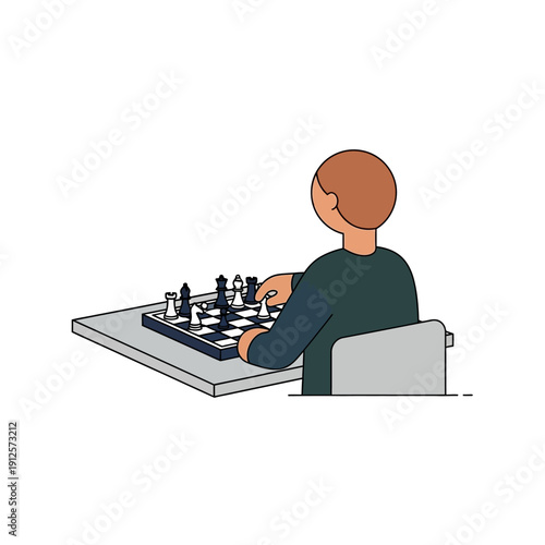 Person playing chess, strategy game, concentration, indoor activity, leisure time