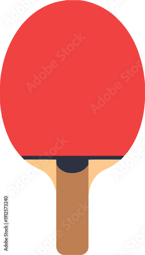 Minimalist Red Table Tennis Paddle Icon Isolated on White Background for Sports Design