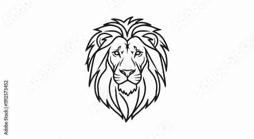 Stylized Lion Head Illustration Minimalist Design.