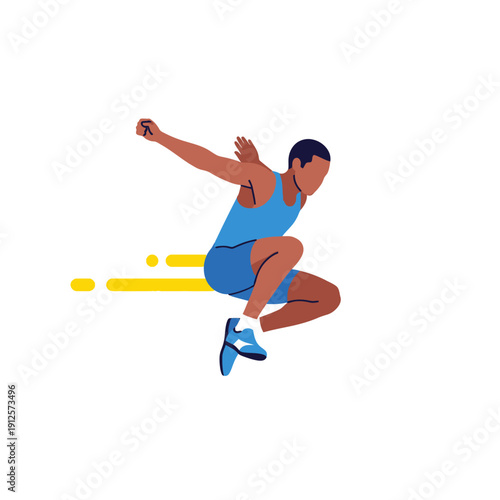 Athlete jumping mid-air, dynamic action shot, track and field, sports concept