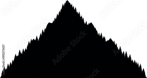 Black Mountain Silhouette Isolated on White Background for Graphic Design and Nature Projects