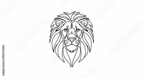Stylized Lion Head Outline Graphic Design.