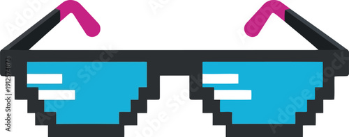 Pixel Art Thug Life Sunglasses Icon, Retro 8-Bit Meme Glasses Vector Isolated on White