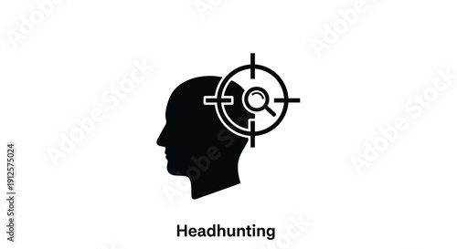 Headhunting concept with a target over a human head silhouette