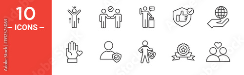 Trust icon set, trust vector symbol in black filled and outlined style.