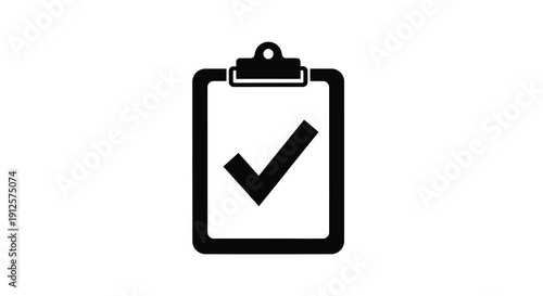 Black clipboard with a checkmark simple graphic silhouette