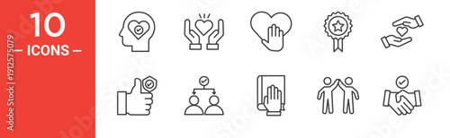 Trust icon set, trust vector symbol in black filled and outlined style.