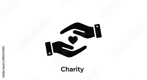 Two hands cradling a heart shape representing charity silhouette