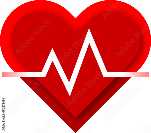 Red heart heartbeat pulse medical icon PNG
