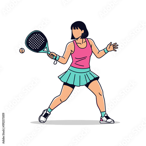 Woman playing padel tennis, hitting the ball with a racket, active lifestyle, sports concept