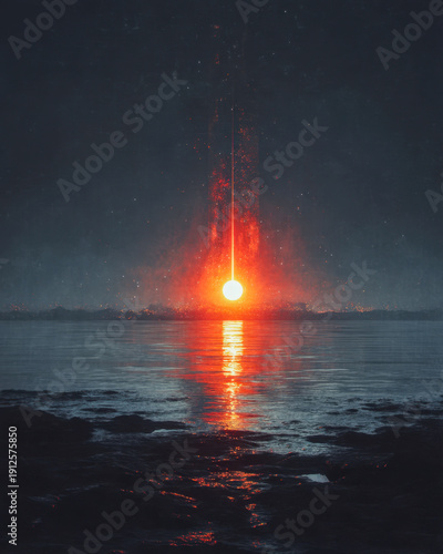 Single bright beacon in deep darkness, symbolizing hope amid crisis and danger