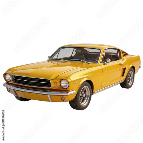 Classic Yellow Ford Mustang Car Isolated