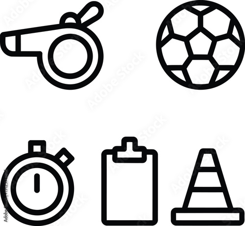 A set of sports and referee icons on a white background