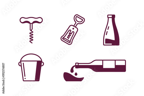 A set of wine and champagne icons for luxury beverage branding
