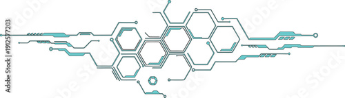 Abstract Hexagonal Technology Network Vector Banner, Futuristic Molecular Connection Line Art Design, Digital Science and Innovation Tech Background