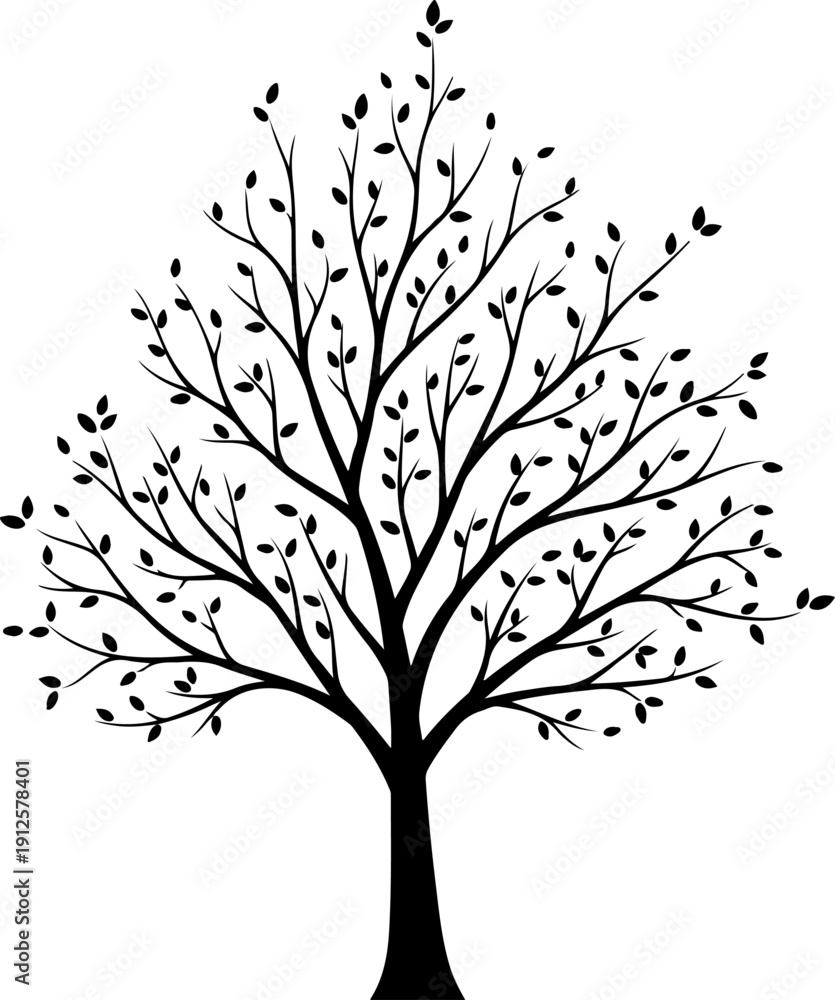 Fototapeta premium vector tree silhouette with leaves