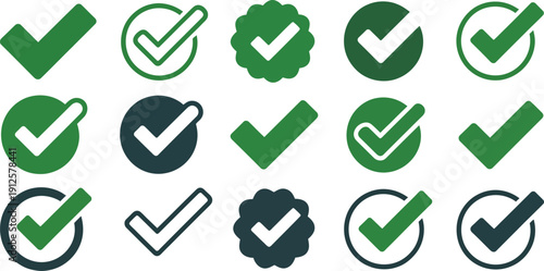 A collection of green checkmark icons on a white background