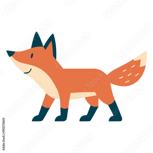 cute fox forest animal character hand drawn flat color vector illustration template design