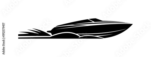 Minimalist Black Speedboat Vector Illustration