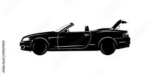 Black Convertible Sports Car SVG Illustration