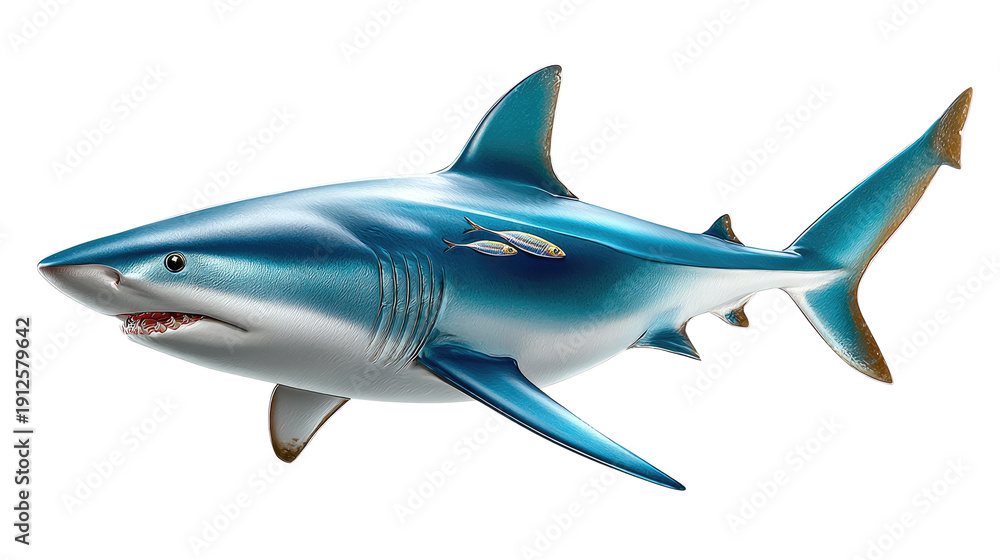 Obraz premium Ocean Predator: The shark, a formidable marine predator, glides through the ocean depths, embodying power and stealth. 