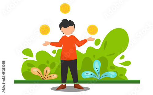 man juggling coin